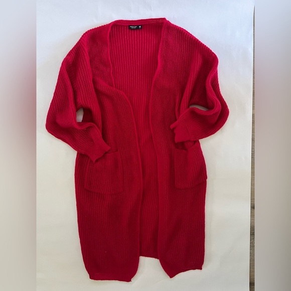 Sweaters - Long Women's Red Cardigan Sweater